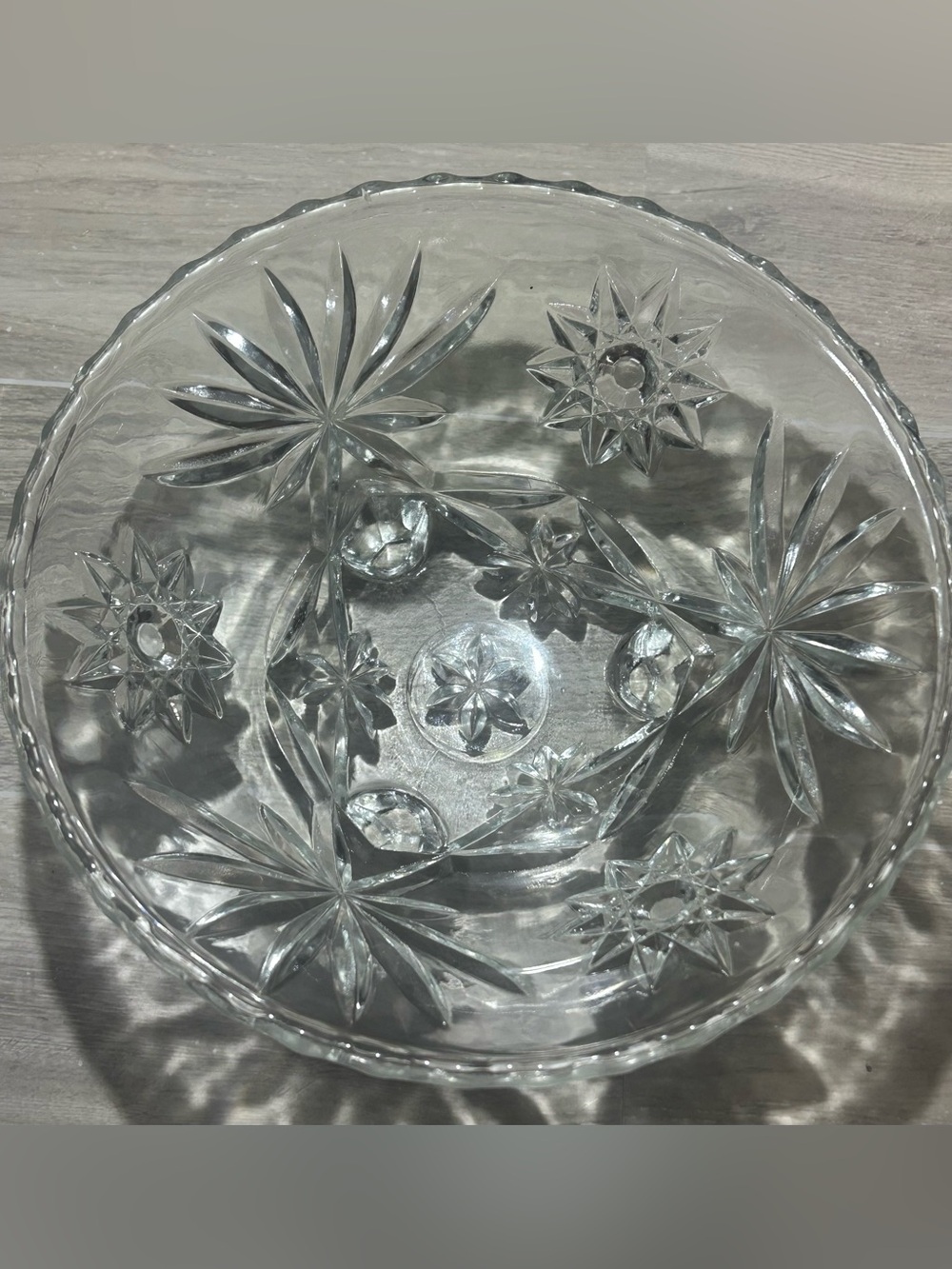 Vintage Anchor Hocking Star of David Prescut Glass Footed Bowl - Set of 2 (C) - Picture 6 of 8